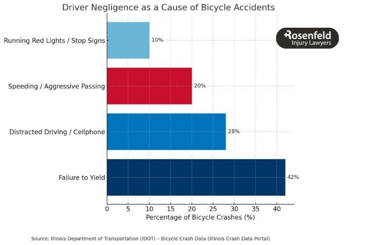 A cyclist learning about the most common bike accident causes in Chicago.