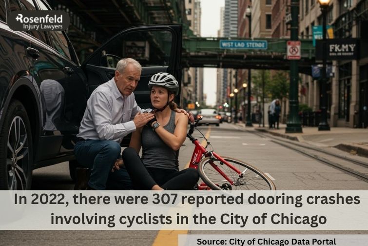 A Chicago lawyer assisting cyclists injured in dooring accidents caused by parked cars.